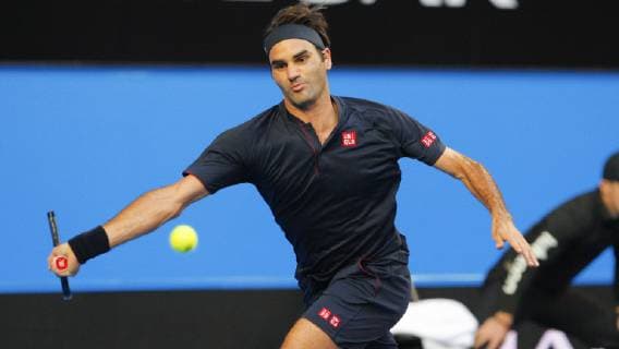 30th December 2018, RAC Arena, Perth, Australia; Hopman Cup Tennis, sponsored by Mastercard; Roger Federer of Team Switzerland plays a forehand shot against Cameron Norrie of Team Great Britain  ActionPlus12091728 DavidxWoodley