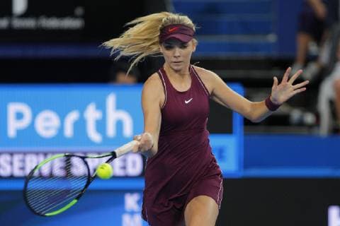 30th December 2018, RAC Arena, Perth, Australia; Hopman Cup Tennis, sponsored by Mastercard; Katie Boulter of Team Britain plays a forehand shot against Belinda Bencic of Team Switzerland  ActionPlus12091754 DavidxWoodley