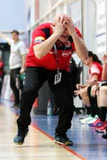 Handball 1 Bundesliga Women THC Frisch Auf Göppingen 30 12 18 Bad Langensalza Handball 1 Bundesliga Women Season 2018 2019 Thüringer Handballclub THC Frisch Auf Göppingen pictured Trainer Herbert Müller THC