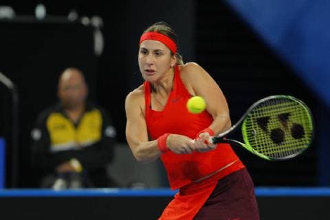 1st January 2019, RAC Arena, Perth, Australia; Hopman Cup Tennis, sponsored by Mastercard; Belinda Bencic of Team Switzerland plays a backhand shot agaist Serena Williams of Team USA  ActionPlus12091947 DavidxWoodley