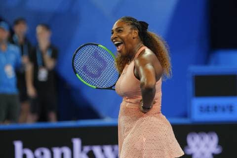 1st January 2019, RAC Arena, Perth, Australia; Hopman Cup Tennis, sponsored by Mastercard; Serena Williams of Team USA reacts to Belinda Bencic of Team Switzerland challenging the point that won her the match  ActionPlus12091966 DavidxWoodley