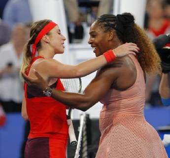 1st January 2019, RAC Arena, Perth, Australia; Hopman Cup Tennis, sponsored by Mastercard; Belinda Bencic of Team Switzerland congratulates Serena Williams of Team USA on winning their match  ActionPlus12091967 DavidxWoodley