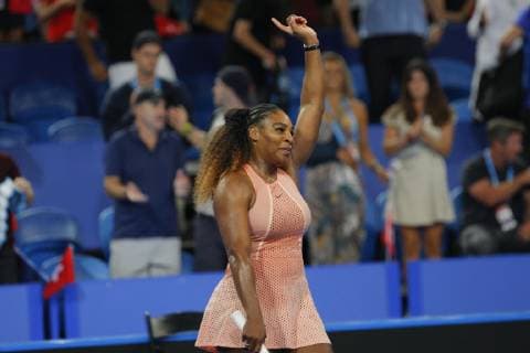 1st January 2019, RAC Arena, Perth, Australia; Hopman Cup Tennis, sponsored by Mastercard; Serena Williams of Team USA waives to the fans after defeating Belinda Bencic of Team Switzerland 2 sets to 1  ActionPlus12091970 DavidxWoodley