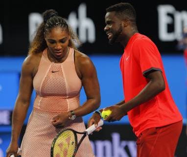 1st January 2019, RAC Arena, Perth, Australia; Hopman Cup Tennis, sponsored by Mastercard; Serena Williams and Frances Tiafoe of Team USA come together during the mixed doubles  ActionPlus12092030 DavidxWoodley