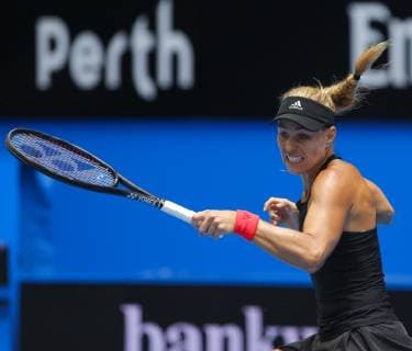2nd January 2019, RAC Arena, Perth, Australia; Hopman Cup Tennis, sponsored by Mastercard; Angelique Kerber of Team Germany plays a forehand shot against Alize Cornet of Team France  ActionPlus12092267 DavidxWoodley