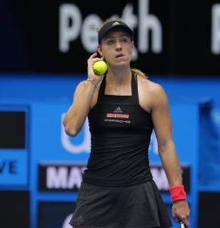 2nd January 2019, RAC Arena, Perth, Australia; Hopman Cup Tennis, sponsored by Mastercard; Angelique Kerber of Team Germany waits to serve against Alize Cornet of Team France  ActionPlus12092269 DavidxWoodley