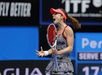 2nd January 2019, RAC Arena, Perth, Australia; Hopman Cup Tennis, sponsored by Mastercard; Alize Cornet of Team France reacts to her shot going out against Angelique Kerber of Team Germany  ActionPlus12092270 DavidxWoodley
