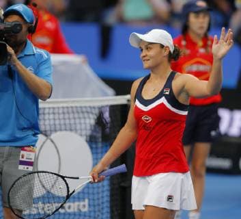2nd January 2019, RAC Arena, Perth, Australia; Hopman Cup Tennis, sponsored by Mastercard; Ashleigh Barty of Team Australia waves to the fans after she defeated Garbine Muguruza of Team Spain 2 sets to Love  ActionPlus12092341 DavidxWoodley