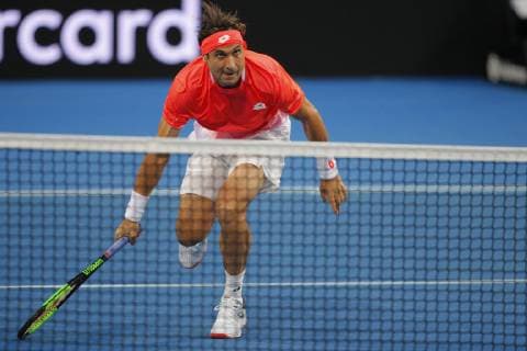 2nd January 2019, RAC Arena, Perth, Australia; Hopman Cup Tennis, sponsored by Mastercard; David Ferrer of Team Spain plays a half volley at the net against Matt Ebden of Team Australia  ActionPlus12092349 DavidxWoodley
