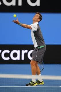 2nd January 2019, RAC Arena, Perth, Australia; Hopman Cup Tennis, sponsored by Mastercard; Matt Ebden of Team Australia serves to David Ferrer of Team Spain  ActionPlus12092358 DavidxWoodley