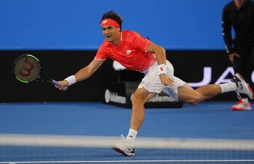2nd January 2019, RAC Arena, Perth, Australia; Hopman Cup Tennis, sponsored by Mastercard; David Ferrer of Team Spain reaches for a running forehand shot against Matt Ebden of Team Australia  ActionPlus12092362 DavidxWoodley