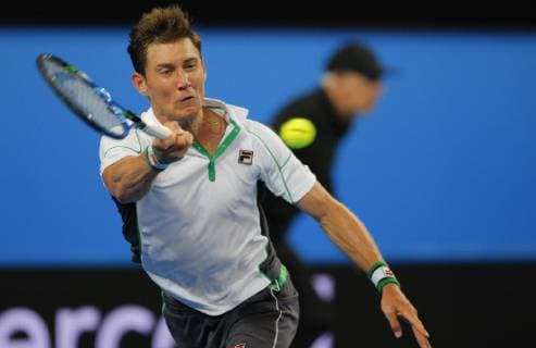 2nd January 2019, RAC Arena, Perth, Australia; Hopman Cup Tennis, sponsored by Mastercard; Matt Ebden of Team Australia reaches for a forehand during his match against David Ferrer of Team Spain  ActionPlus12092364 DavidxWoodley