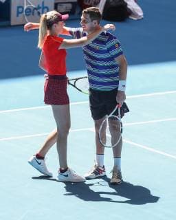 Katie Boulter and Cameron Norrie embrace after winning Mixed Doubles Tennis Hopman Cup 2019 ITF RAC Arena Perth Western Australia Australia 3 January 2019 Â Copyright: xJuergenxHasenkopfx