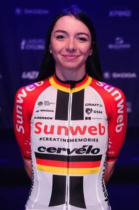 Liane Lippert GER Team Sunweb Woman in the jersey of the reigning German Road Champion from 2018 Portrait Portrait Upper body Upper body portrait portrait vertical Event Event Team Presentation Team Sunweb Location Location Location Transformer Station Berlin Alexanderplatz Germany Germany Europe Date 03 01 2019 Stiehl Photography