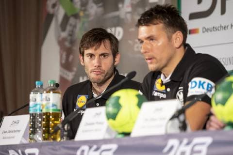 Uwe Gensheimer and national coach Christian Prokop during the press conference DHB press conference before the start of the World Championship Handball 03 01 19 Hamburg Hamburg Germany Steigenberger Hotel Treudelberg Copyright: xAgentur54Gradx xFelixxKoenigx