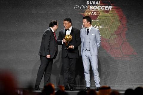 Photo LaPresse - Marco Alpozzi January 03, 2019 Dubai, United Arab Emirate Globe Soccer Award 2019 - 10th edition In the pic: Ronaldo Lu& xed;s Naz& xe1;rio de Lima win Player Career Award 2  Copyright: xMarcoxAlpozzi LaPressex