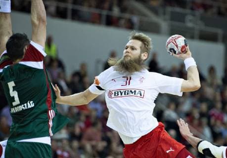 Denmarks Nikolaj OEris Nielsen in the Bygma Cup mens handball match between Denmark and Hungary in Ceres Arena in Aarhus Thursday 3 January 2019 Aarhus Jutland Denmark, detectedSourceLanguage  Copyright: HenningxBagger HenningxBaggerx COP102 spdk20190103-210327-L