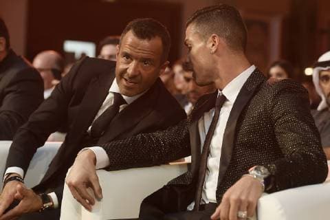 Foto Fabio Ferrari - LaPresse 03 Gennaio 2019 Dubai ( Emirati Arabi ) Globe Soccer Award 2019 - Decima Edizione. Nella foto:Jorge Mendes, Cristiano Ronaldo photo Fabio Ferrari LaPresse January 03, 2019 Dubai (Unated Arab Emirate) Sport Globe Soccer Award 2016 - 10th Edition. In the pic: Jorge Mendes, Cristiano Ronaldo  Copyright: xFabioxFerrari LaPresse LaPresse x