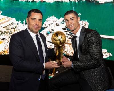 Photo LaPresse January 03, 2019 Dubai (Unated Arab Emirate) Globe Soccer Award 2016 - 10th Edition. In the pic: Riccardo Silva President Globe Soccer, Cristiano Ronaldo e Tommaso Bendoni  Copyright: xLaPressex