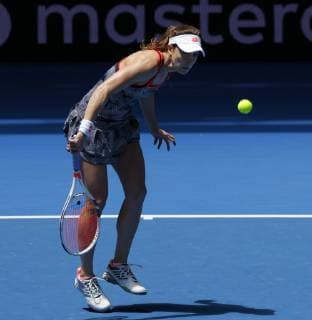 4th January 2019, RAC Arena, Perth, Australia; Hopman Cup Tennis, sponsored by Mastercard; Alize Cornet of Team France volleys the ball during her match against Garbine Muguruza of Team Spain  ActionPlus12092783 DavidxWoodley