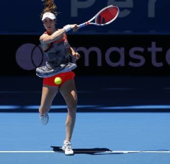 4th January 2019, RAC Arena, Perth, Australia; Hopman Cup Tennis, sponsored by Mastercard; Alize Cornet of Team France plays a forehand shot against Garbine Muguruza of Team Spain  ActionPlus12092769 DavidxWoodley