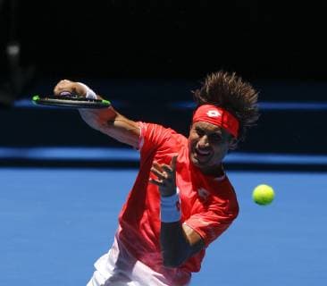 4th January 2019, RAC Arena, Perth, Australia; Hopman Cup Tennis, sponsored by Mastercard; David Ferrer of Team Spain plays a smash shot at the net against Lucas Pouille of Team France  ActionPlus12092797 DavidxWoodley