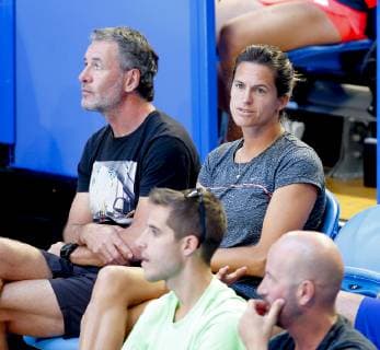 4th January 2019, RAC Arena, Perth, Australia; Hopman Cup Tennis, sponsored by Mastercard; Amelie Mauresmo coach of Lucas Pouille of Team France during Pouilles match against David Ferrer of Team Spain  ActionPlus12092803 DavidxWoodley