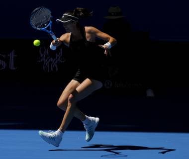 4th January 2019, RAC Arena, Perth, Australia; Hopman Cup Tennis, sponsored by Mastercard; Garbine Muguruza of Team Spain plays a forehand shot against Alize Cornet of Team France  ActionPlus12092812 DavidxWoodley