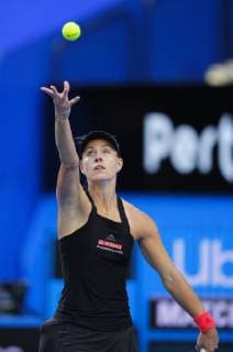 4th January 2019, RAC Arena, Perth, Australia; Hopman Cup Tennis, sponsored by Mastercard; Angelique Kerber of Team Germany serves to Ashleigh Barty of Team Australia  ActionPlus12092884 DavidxWoodley