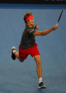 4th January 2019, RAC Arena, Perth, Australia; Hopman Cup Tennis, sponsored by Mastercard; Alexander Zverev of Team Germany plays a forehand shot against Matt Ebden of Team Australia  ActionPlus12092898 DavidxWoodley
