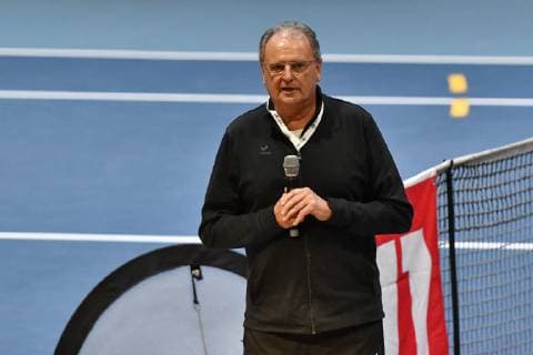 GER International DTB Tennis Congress 2019 04 01 2018 Estrel Congress Center Berlin GER International DTB Tennis Congress 2019 in picture Hans Peter Born greets the participants nph Mauelshagen nph00321