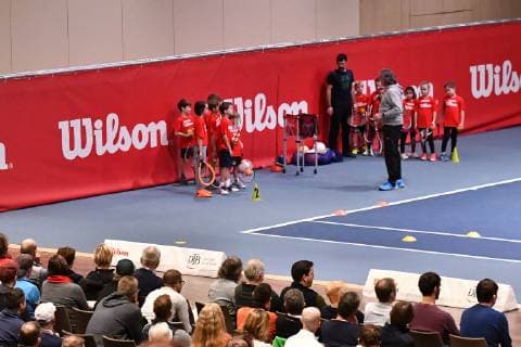 GER International DTB Tennis Congress 2019 04 01 2018 Estrel Congress Center Berlin GER International DTB Tennis Congress 2019 in picture Andreas Poppe demonstrates exercises on the subject of tennis at school nph Mauelshagen nph00321