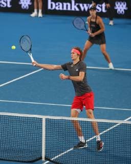 Angelique Kerber and Alexander Zverev Mixed Doubles Tennis Hopman Cup 2019 ITF RAC Arena Perth Western Australia Australia 4 January 2019 Â Copyright: xJuergenxHasenkopfx