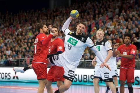 Handball Hannover 04 01 2019 test match preparation game Germany GER Czech Republic CZE Hendrik Pekeler Germany No 13 hhcze07