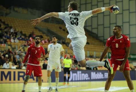 Handnball, Länderspiel, Österreich - Bahrain HANDBALL - Continental Cup, AUT vs BRN INNSBRUCK,AUSTRIA,04.JAN.19 - HANDBALL - Continental Cup, Austria vs Bahrain, international match Länderspiel Image shows Mykola Bilyk (AUT). GEPAxpictures xAndreasxPranter