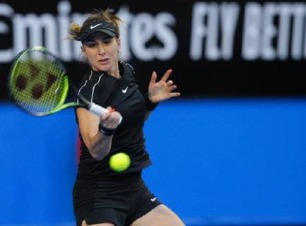 5th January 2019, RAC Arena, Perth, Australia; Hopman Cup Tennis, sponsored by Mastercard; Belinda Bencic of Team Switzerland plays a backhand shot against Angelique Kerber of Team Germany during the Final  ActionPlus12093035 DavidxWoodley