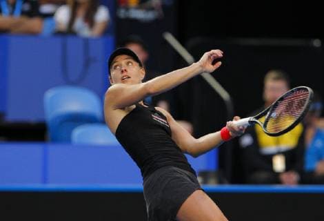 5th January 2019, RAC Arena, Perth, Australia; Hopman Cup Tennis, sponsored by Mastercard; Angelique Kerber of Team Germany hits a ball back that took her by surprise during the Final against Belinda Bencic of Team Switzerland  ActionPlus12093059 DavidxWoodley