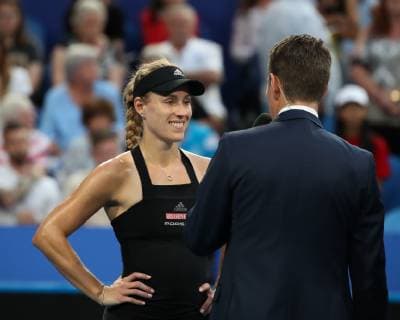 Angelique Kerber gives a TV interview on the square after her victory Copyright: xJuergenxHasenkopfx