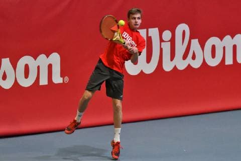 GER Internationaler DTB Tenniskongress 2019 05 01 2018 Estrel Congress Center Berlin GER Internationaler DTB Tenniskongress 2019 in the picture Tennis player puts into practice what Guenter Bresnik teaches about principles that are important for every tennis player nph Mauelshagen nph00321