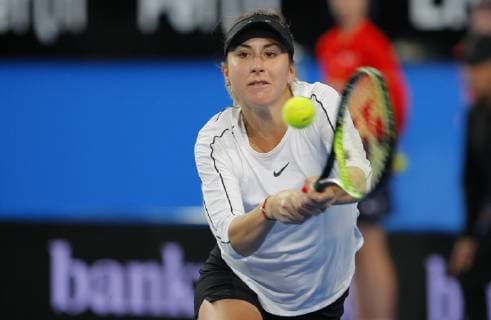 5th January 2019, RAC Arena, Perth, Australia; Hopman Cup Tennis, sponsored by Mastercard; Belinda Bencic of Team Switzerland plays a backhand shot against Germany in the mixed doubles  ActionPlus12093153 DavidxWoodley