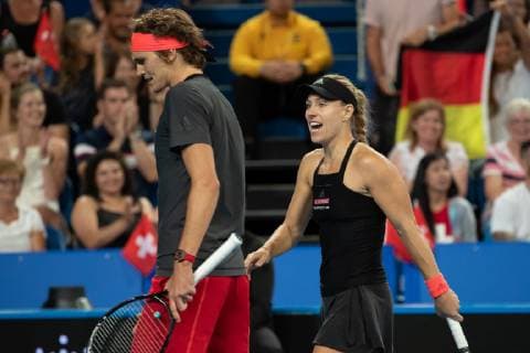 Alexander Zverev Angelique Kerber cheer rejoice joy emotion mixed doubles finals final cheer Copyright: xJuergenxHasenkopfx