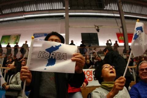 Handball Men Season 2018 19 World Championship 2019 in Germany and Denmark Test match 1 VfL Potsdam Korea fans of Korea before the match 05 01 19 Copyright: xMichaelxHundtx