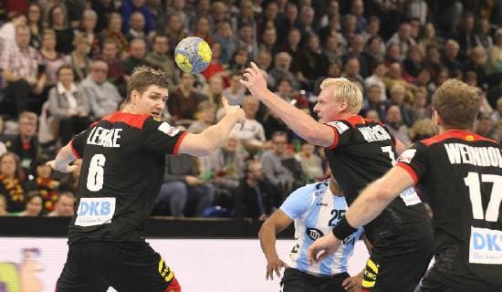 Photo Finn Lemke Germany and Patrick Wiencek Handball international on So 06 01 2019 in Kiel Germany Argentina 28 13