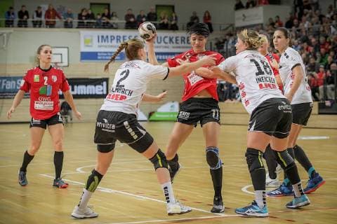 Viktoria Divak SV Union Halle wins the game SV Union Halle Neustadt Wildcats vs Neckarsulmer Sport Union Handball 1 Bundesliga Season 2018 2019 Copyright xVIADATAx xHolgerxJohnx Halle Saale Sachsen Anhalt Germany