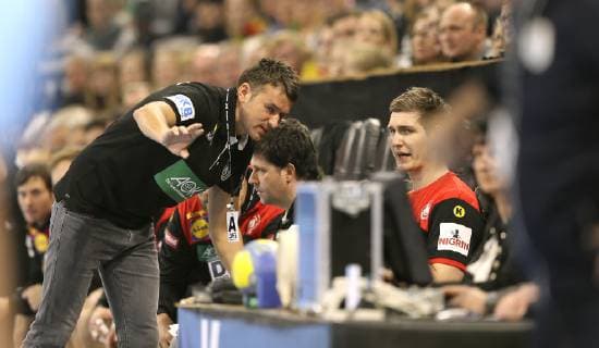 Photo Federal Trian Christian Prokop and right Finn Lemke Germany Handball international on So 06 01 2019 in Kiel Germany Argentina
