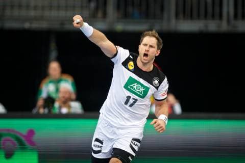 Handball Hannover 04 01 2019 test match preparation game Germany GER Czech Republic CZE Steffen Weinhold Germany No 17 jubilation