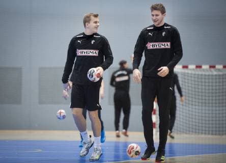 Johan Hansen and Magnus Landin during the training in Broendby on Tuesday 8 January 2019 Copenhagen Denmark, detectedSourceLanguage  Copyright: Scanpix LiselottexSabroex COP102 spdk20190108-124640-L