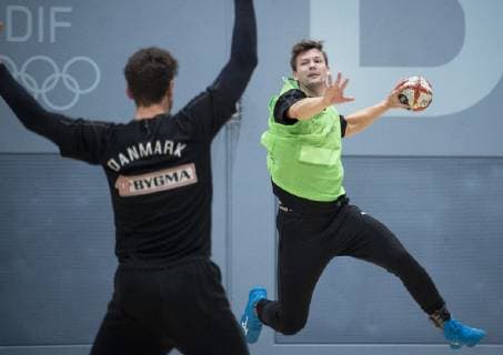 Lasse Svan and Niklas Landin during the training in Broendby on Tuesday 8 January 2019 Copenhagen Denmark, detectedSourceLanguage  Copyright: Scanpix LiselottexSabroex COP102 spdk20190108-124707-L