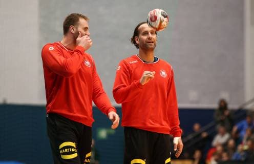 Goalkeeper Andreas Wolff Goalkeeper Silvio Heinevetter Public training in the run-up to the World Championships in Germany and Denmark Sport Handball DHB National Team Men Season 2018 2019 08 01 2019 GER BRDeutschland