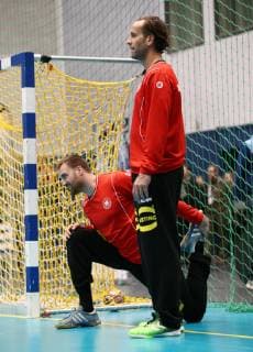 Goalkeeper Andreas Wolff Goalkeeper Silvio Heinevetter Public training in the run-up to the World Championships in Germany and Denmark Sport Handball DHB National Team Men Season 2018 2019 08 01 2019 GER BRDeutschland